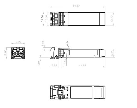 SFP Plus / 10G ตัวรับส่งสัญญาณแสง SR 850nm 300M LC เข้ากันได้กับ Cisco / แบรนด์ต่างๆ